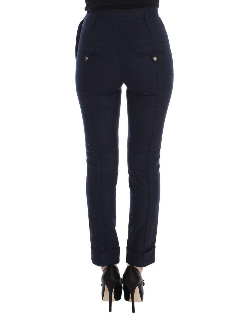 Ermanno Scervino Blue Virgin Wool Slim Fit Casual Pants