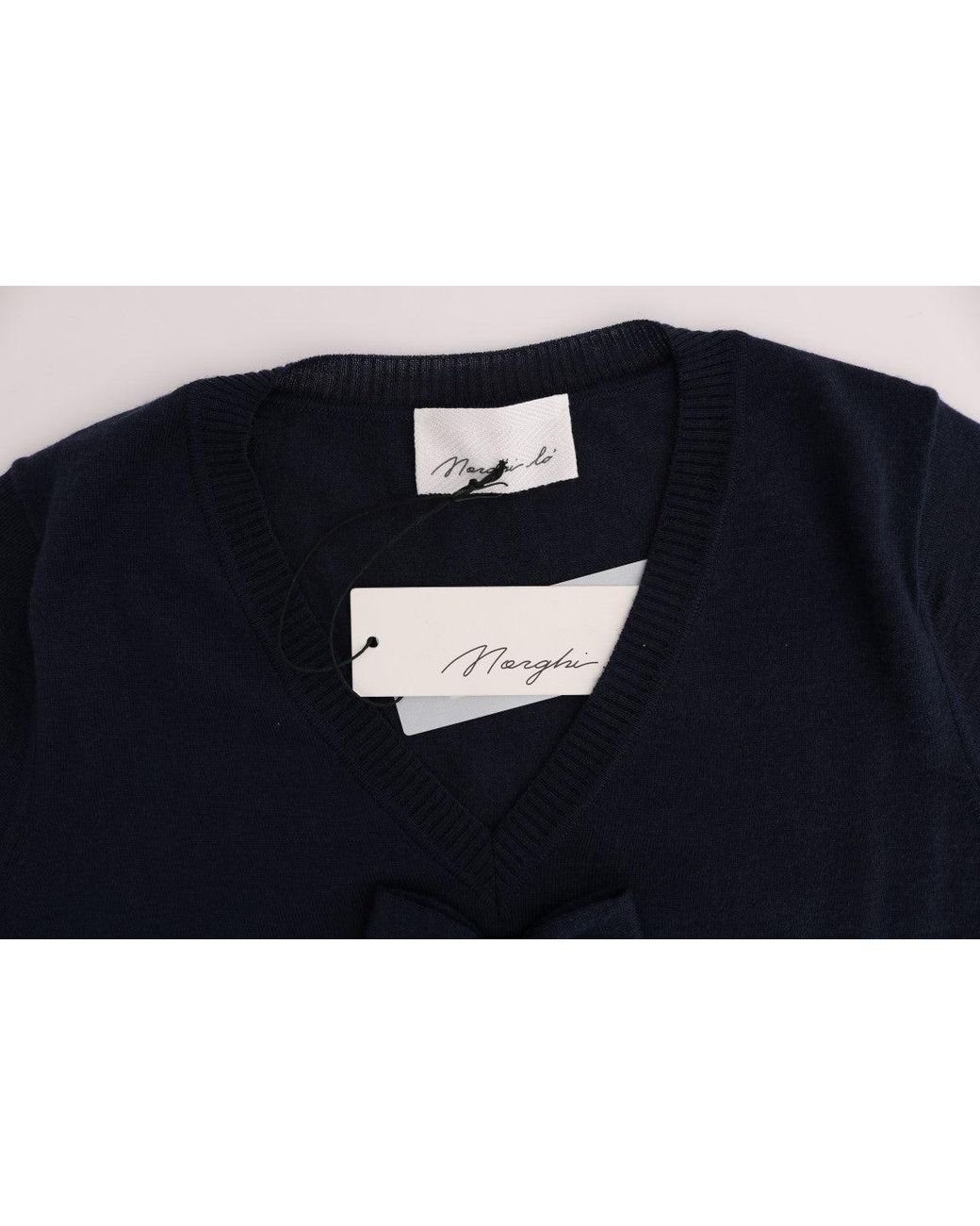 Marghi Ló Black Blue 100% Lana Wool Blouse Top