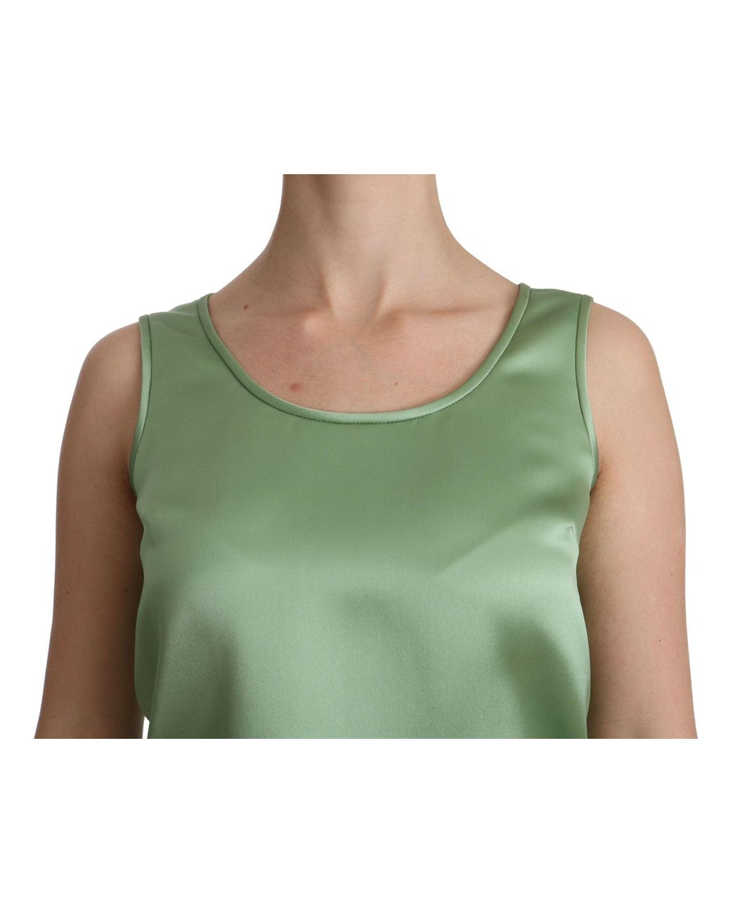 Dolce & Gabbana Green Sleeveless 100% Silk Top Tank Blouse