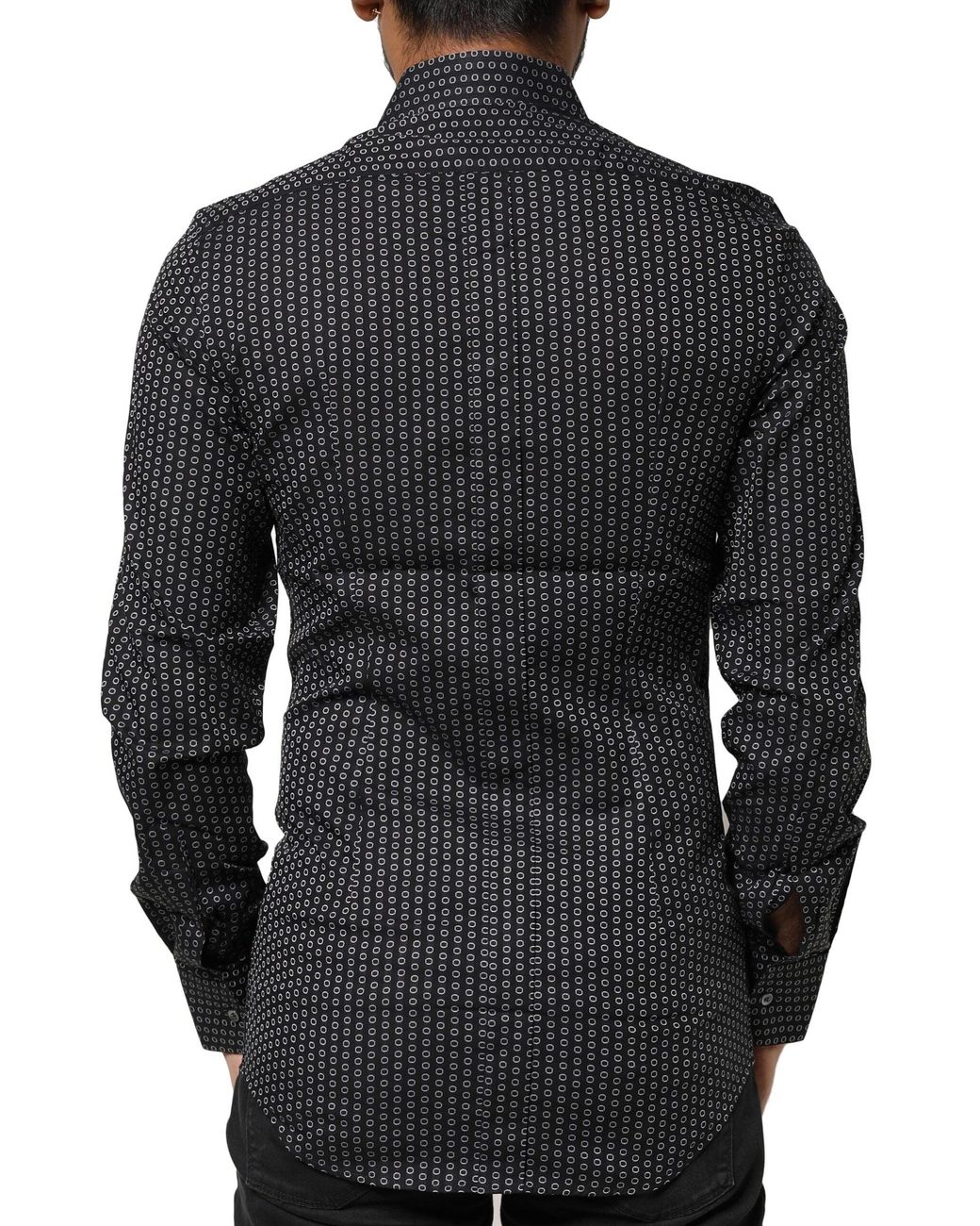 Dolce & Gabbana Black Patterned Cotton Dress Shirt for men