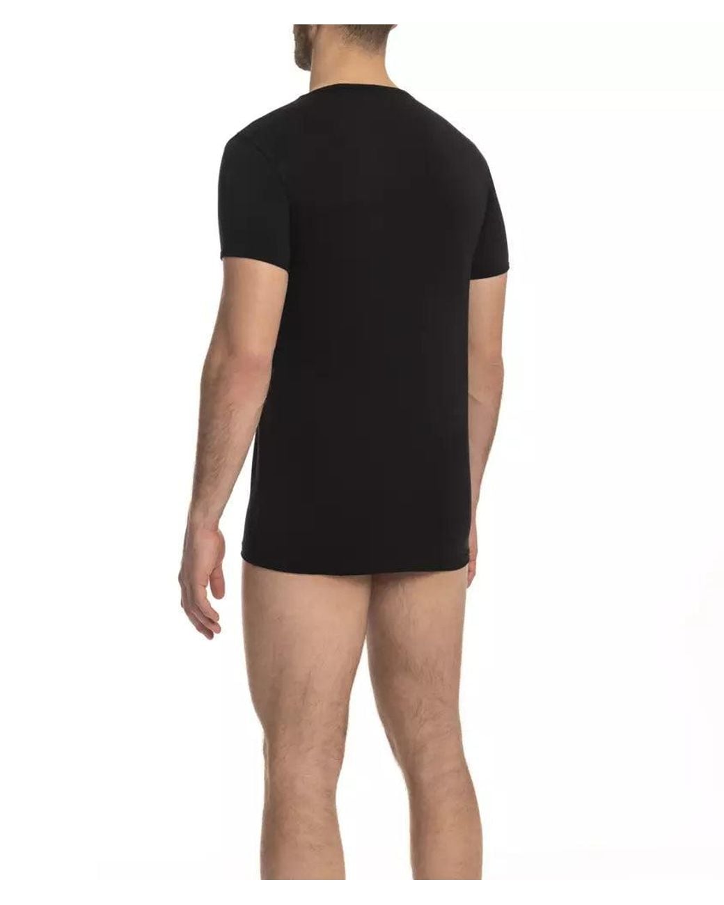 Roberto Cavalli Black Sleek Cotton Blend Logo Tee for men
