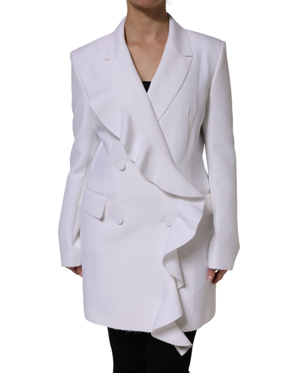 MSGM Gray White Polyester Long Sleeves Ruffled Wrap Jacket for men