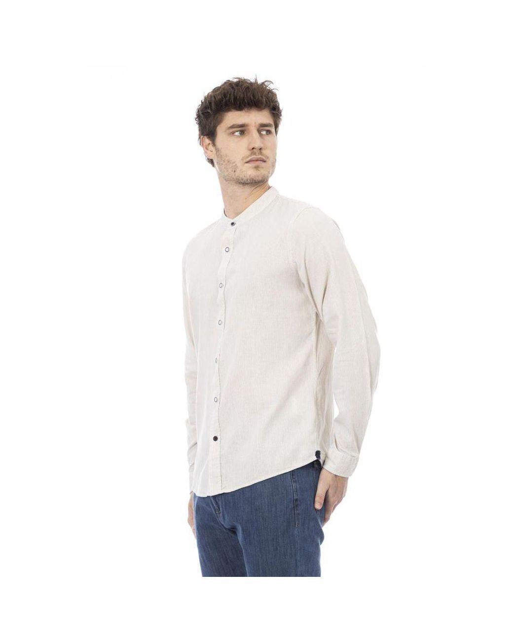 Baldinini White Rayon Long Sleeve T-Shirt for men