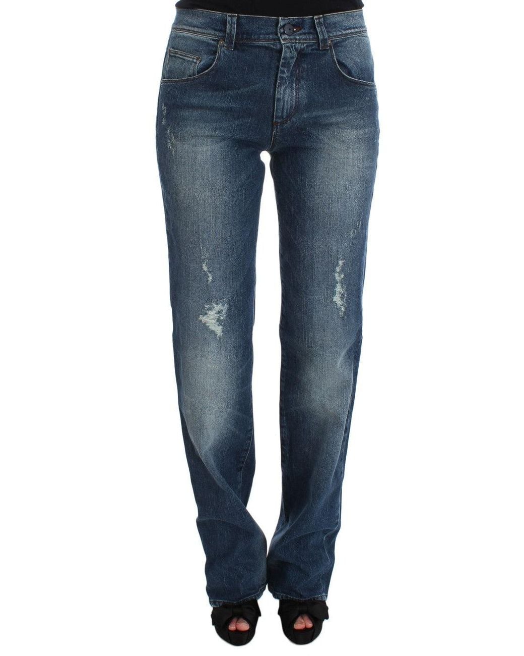 Ermanno Scervino Blue Wash Cotton Blend Slim Fit Jeans