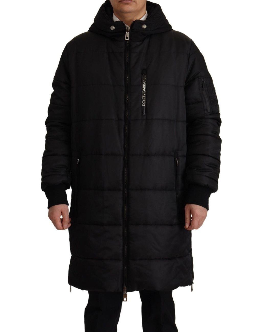 Dolce & Gabbana Black Nylon Hooded Parka Coat Winter Jacket for men