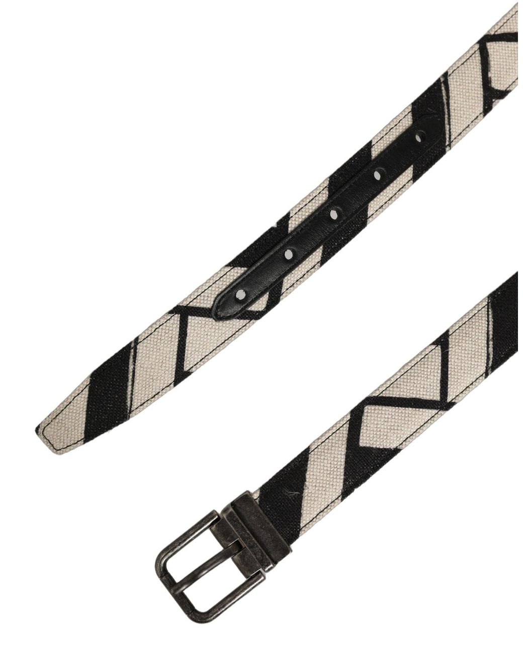 Dolce & Gabbana Black Ivory Tone Metal Buckle Belt, Canvas for men