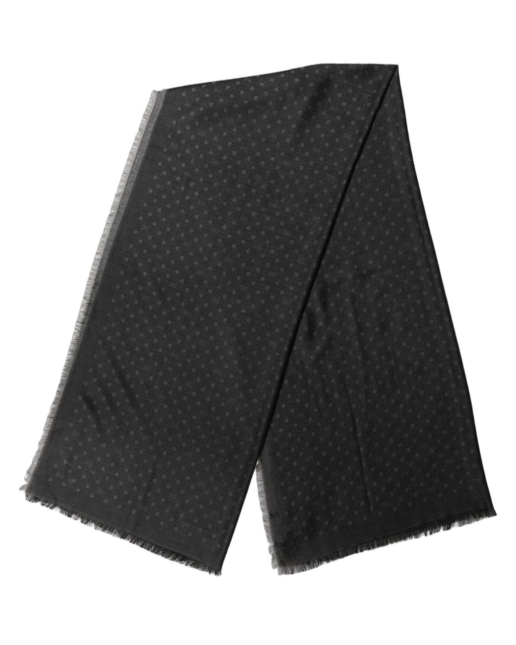 Dolce & Gabbana Men Black Viscose Polka Dot Fringe Shawl Lace Stole for men