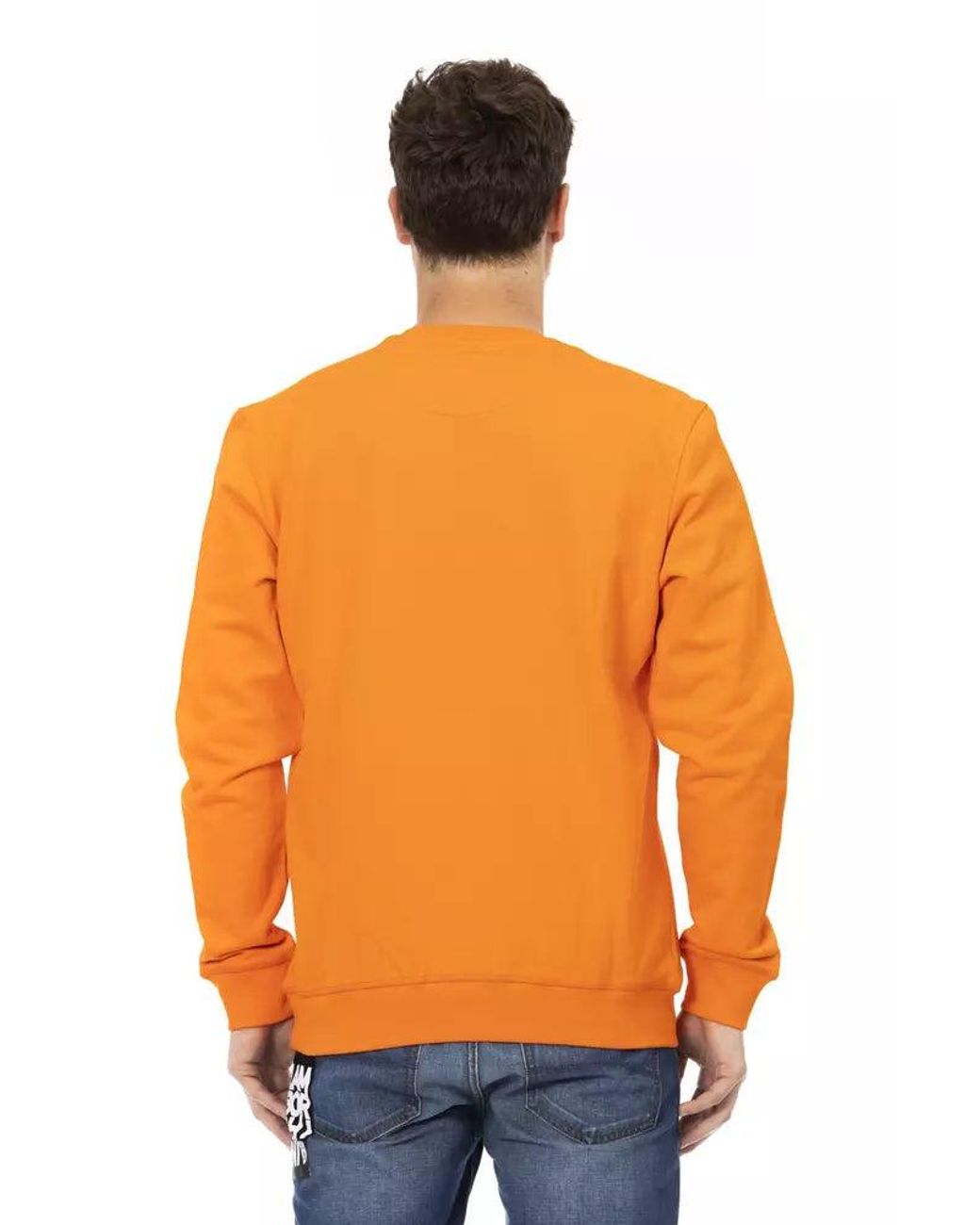 Automobili Lamborghini Orange Sleek Crewneck Sweatshirt With Sleeve Logo for men
