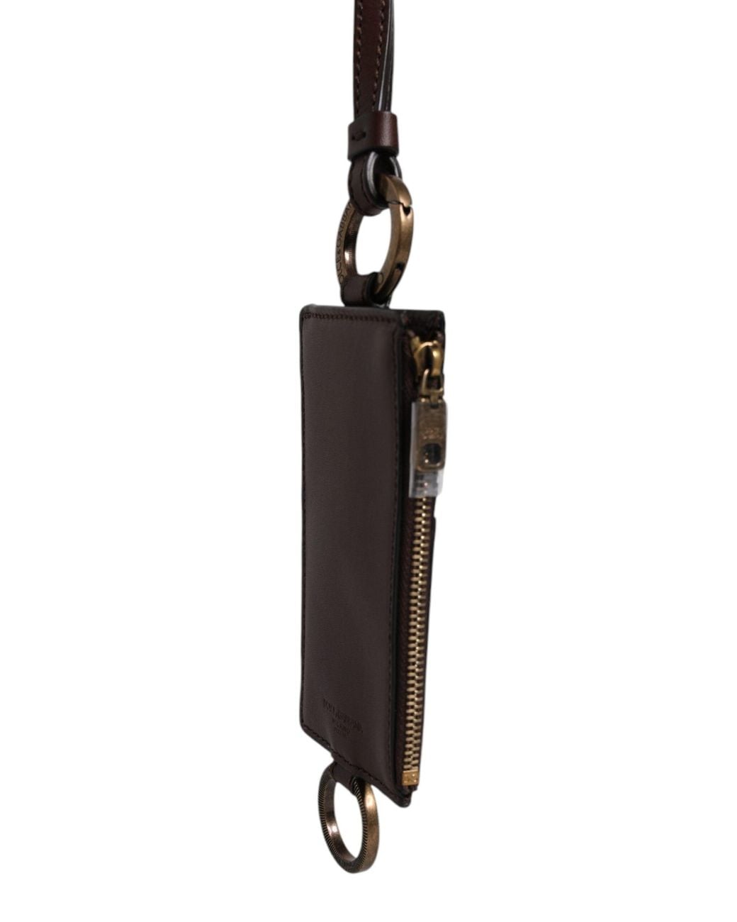 Dolce & Gabbana White Calf Leather Lanyard Logo Card Holder Wallet for men