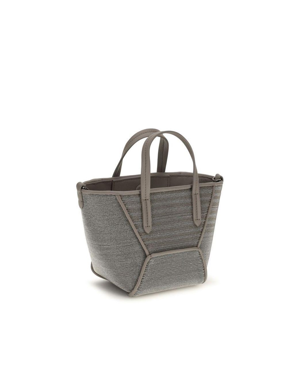 Brunello Cucinelli Gray Calf Leather Bos Taurus Handbag