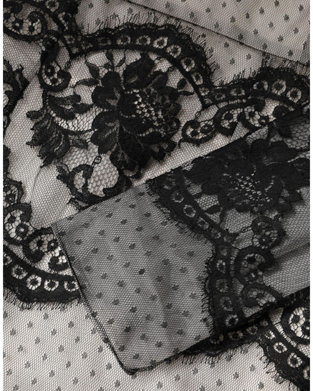 Dolce & Gabbana Black White Lace Silk Blend Maxisheath Dress