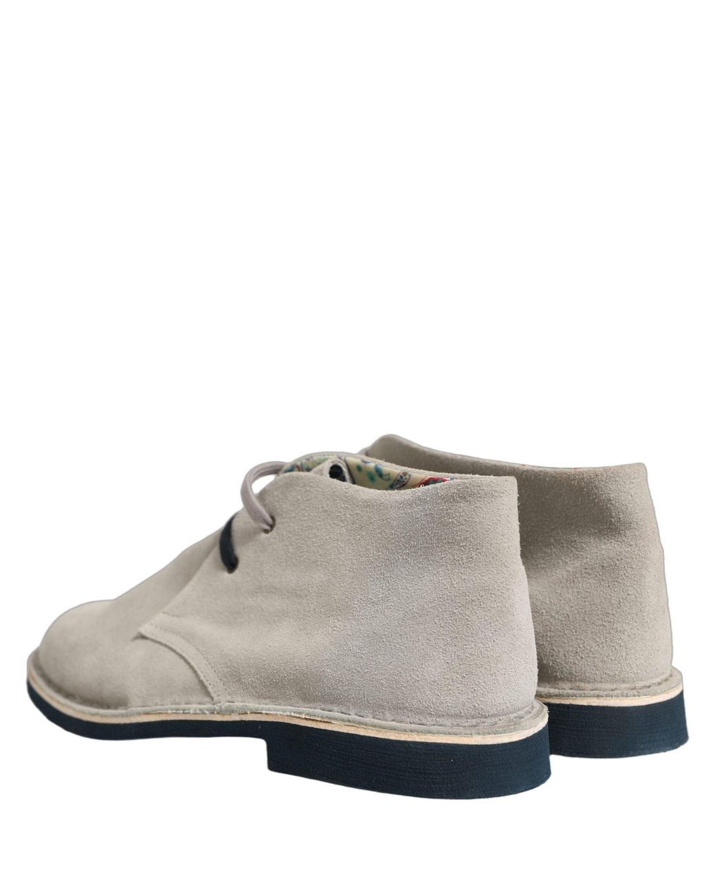 Pollini White Gray Suede Chukka Lace Up Men Ankle Boots Light for men