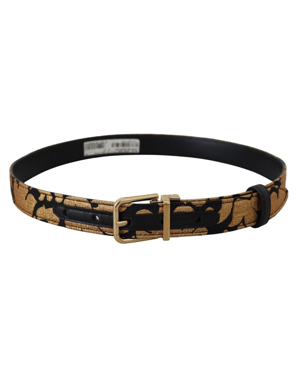Dolce & Gabbana Black Jacquard Leather Logo Buckle Belt