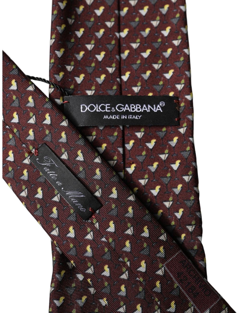 Dolce & Gabbana Brown Geometric Silk Adjustable 'Sd Neckmen's Tie for men