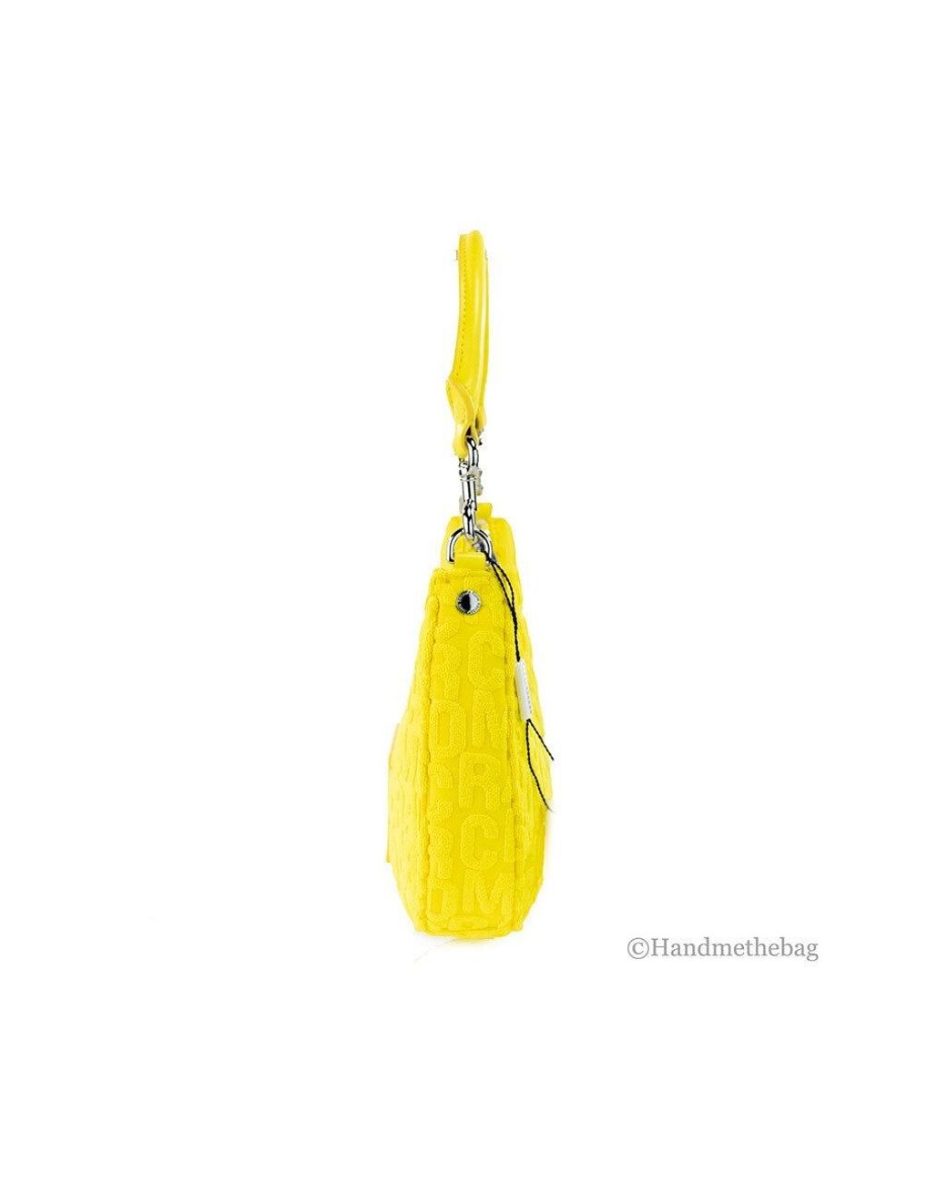 Marc Jacobs Yellow Monogram Terry Fabric Golden Kiwi Hobo Shoulder Bag Purse Polyester