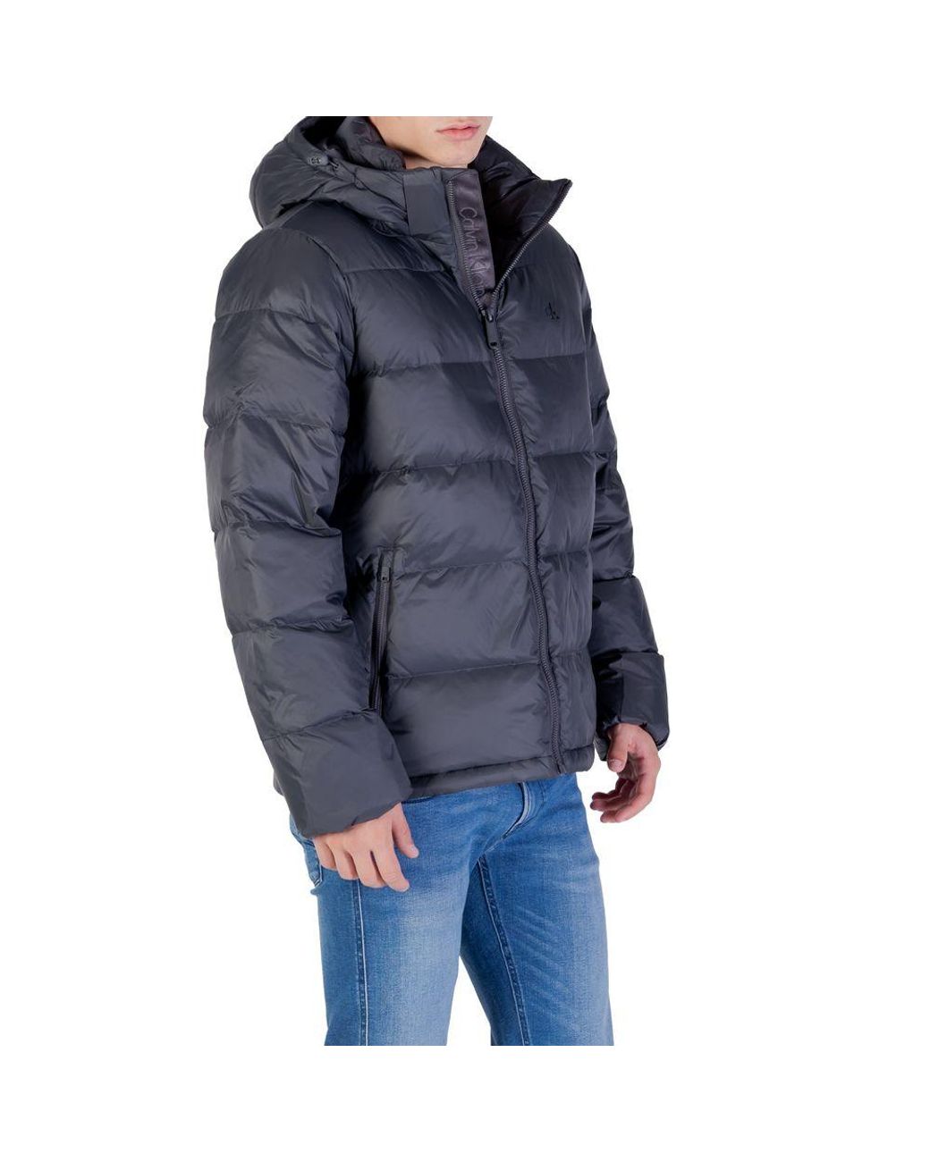 Calvin Klein Blue Gray Polyamide Coat for men