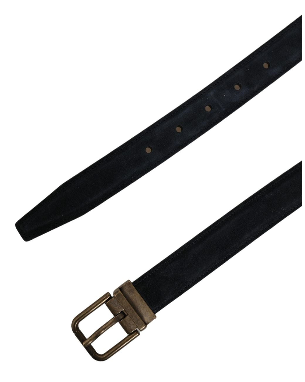 Dolce & Gabbana Black Leather Tone Metal Buckle Belt Calf for men