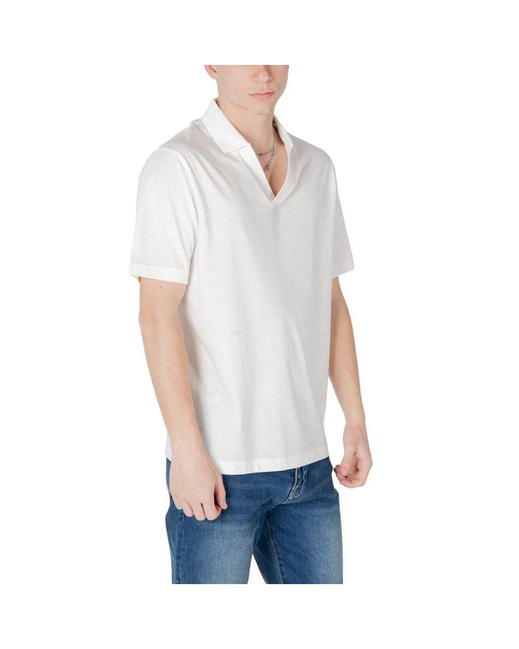 ARMANI EXCHANGE White Cotton Polo Shirt for men
