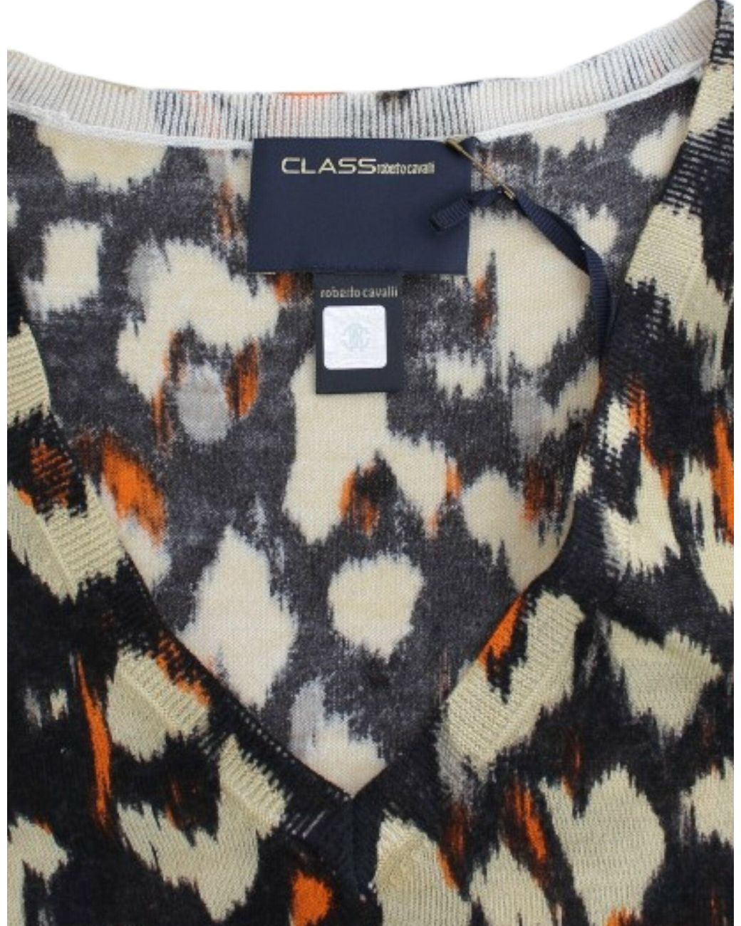 Roberto Cavalli Black Elegant V-Neck Wool Jumper