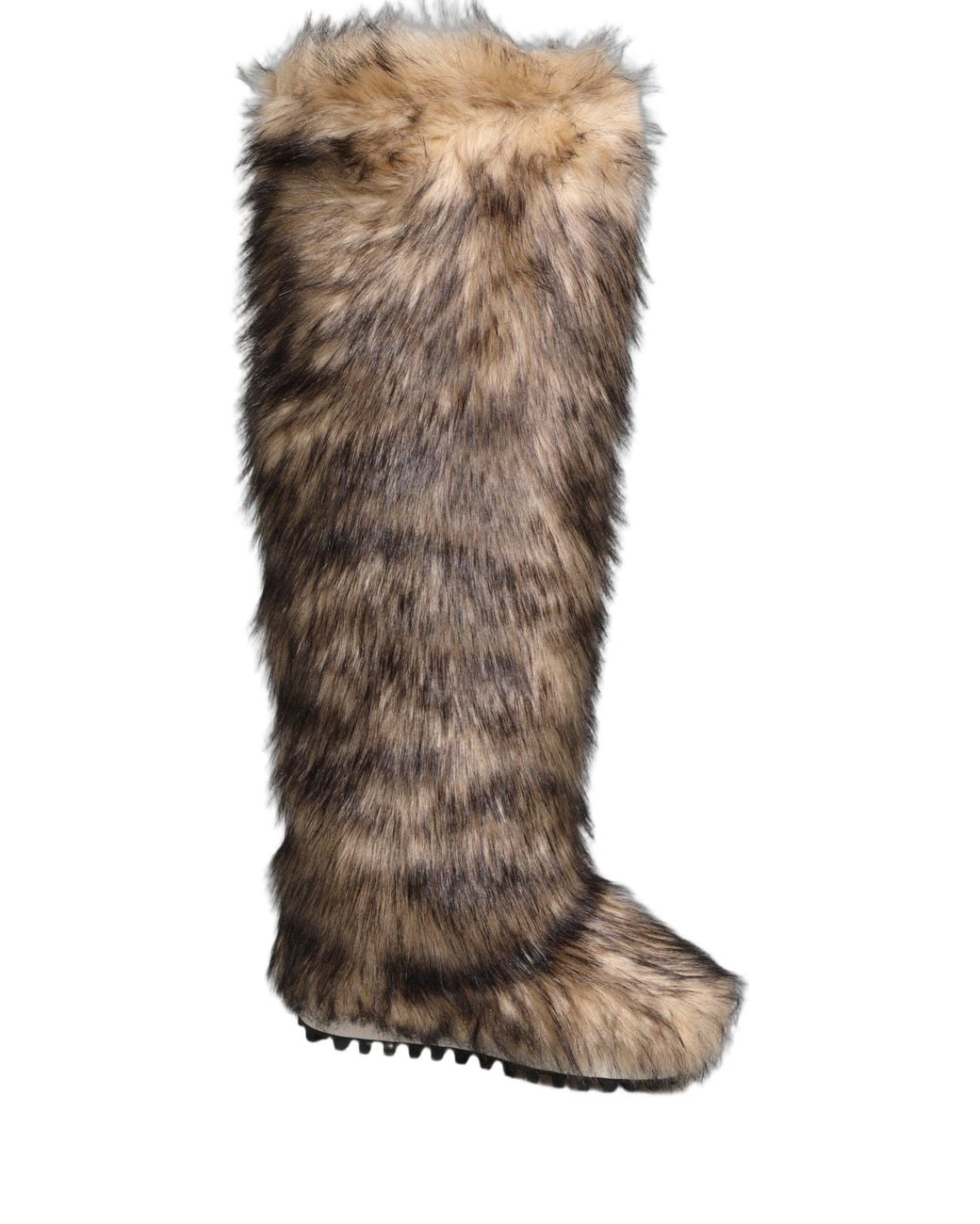 Dolce & Gabbana Brown Faux Skim Ski Fur Knee High Boots Shoes for men