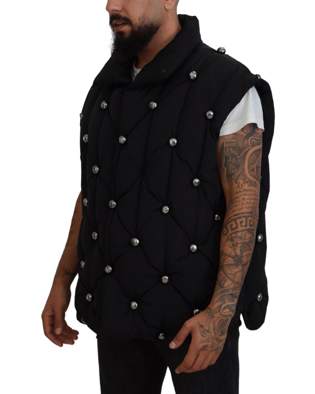 Dolce & Gabbana Black Sleeveless Dg Metal Embellishment Jacket for men