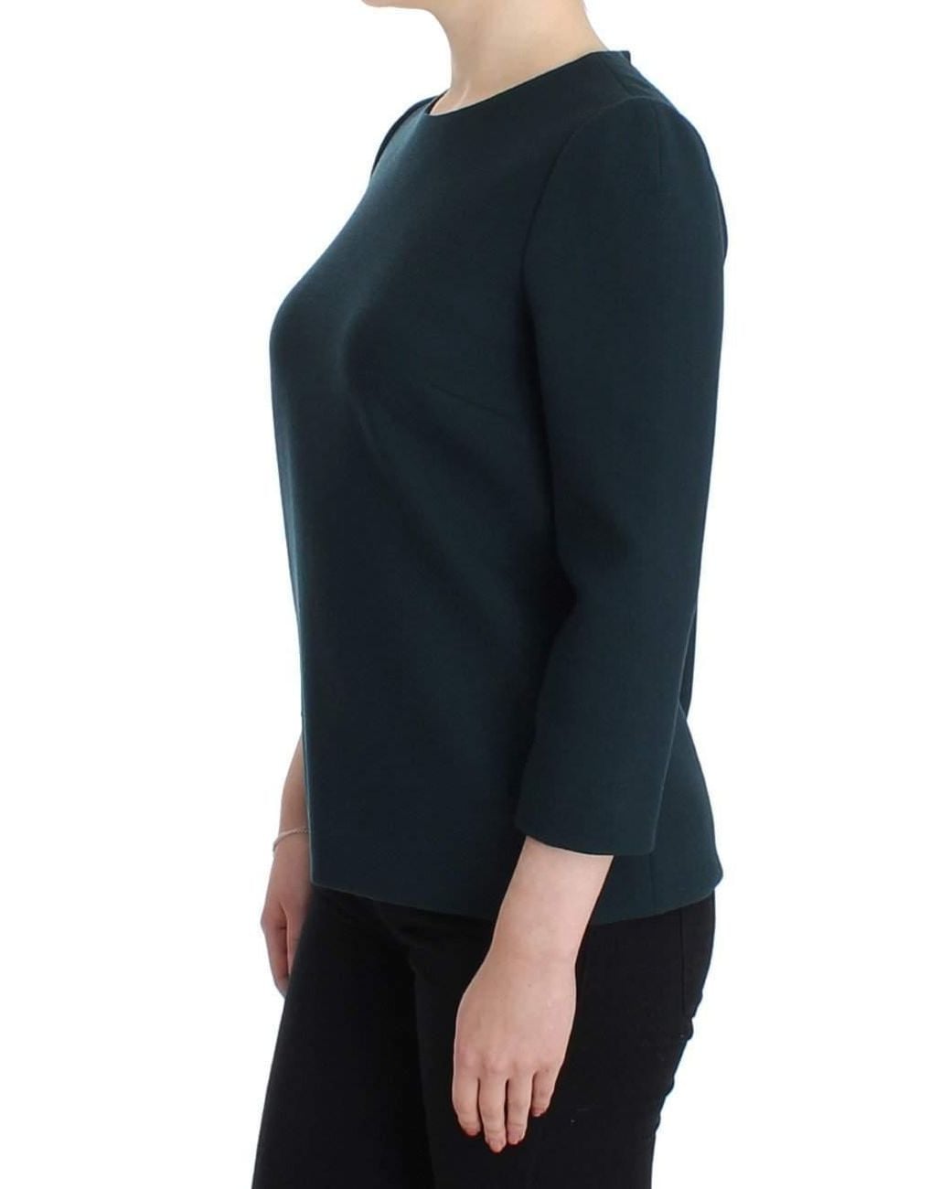Dolce & Gabbana Dolce Gabbana Green 3/4 Sleeve Wool Blouse