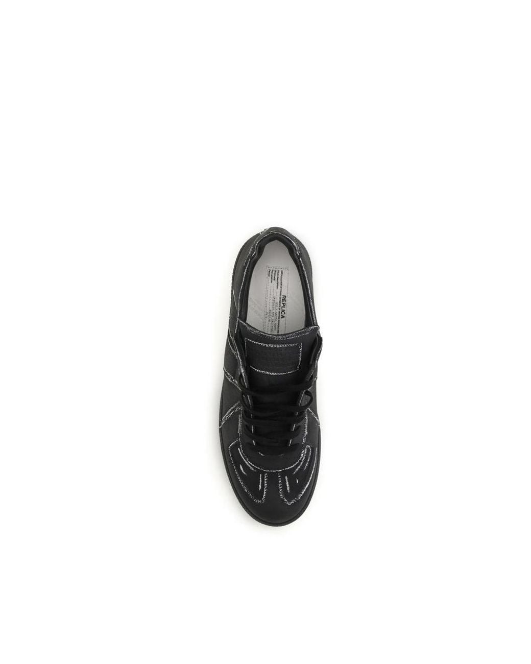 Maison Margiela Black Calf Leather Bos Taurus Low Top Sneakers for men