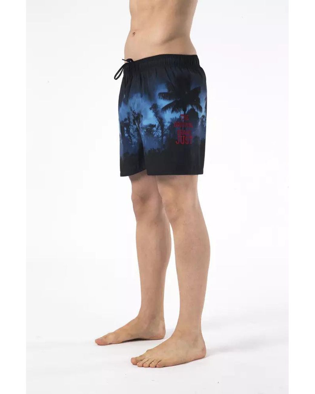 Just Cavalli Blue Swim Trunks Allover Print for men