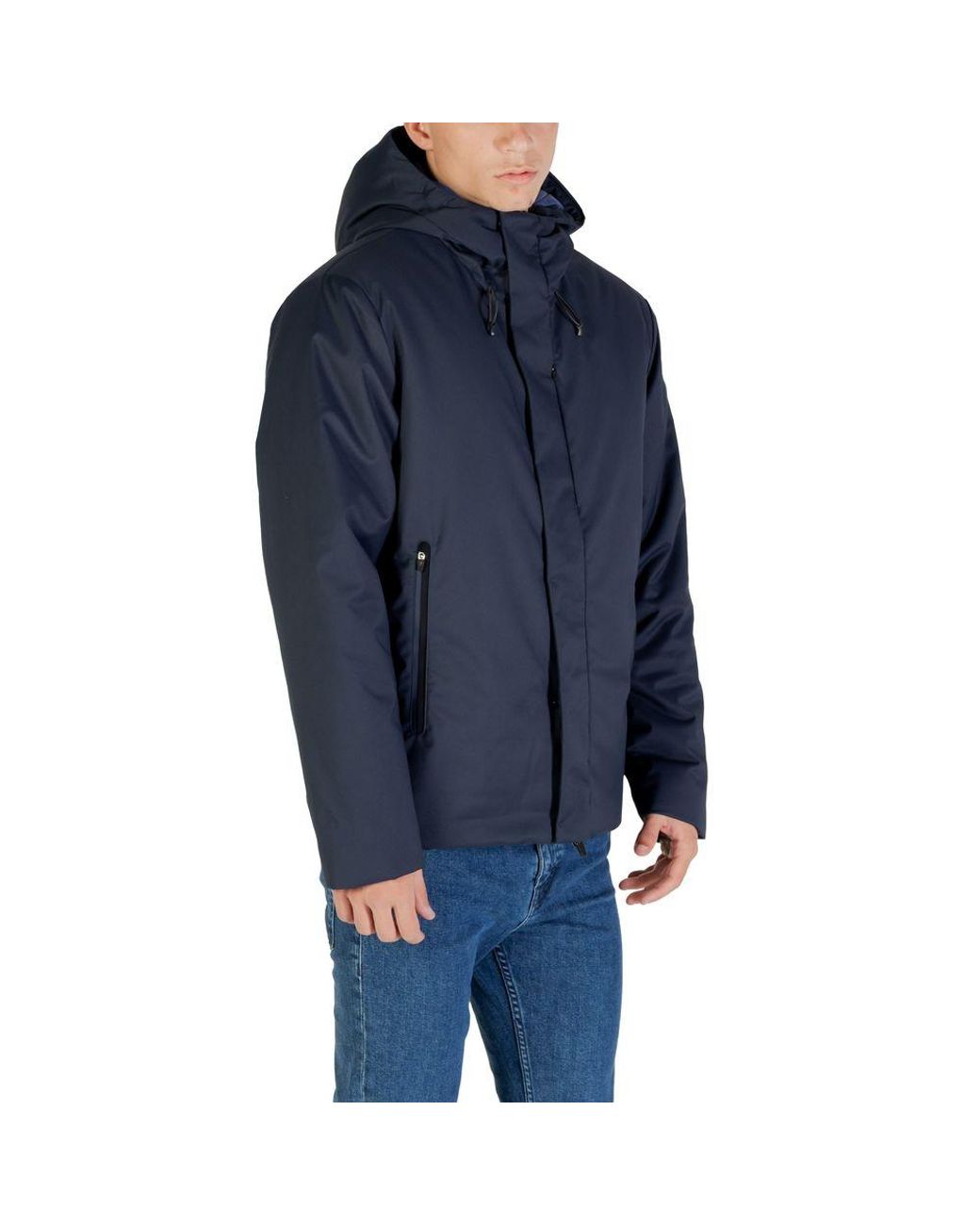 EA7 Blue Polyester Coat for men