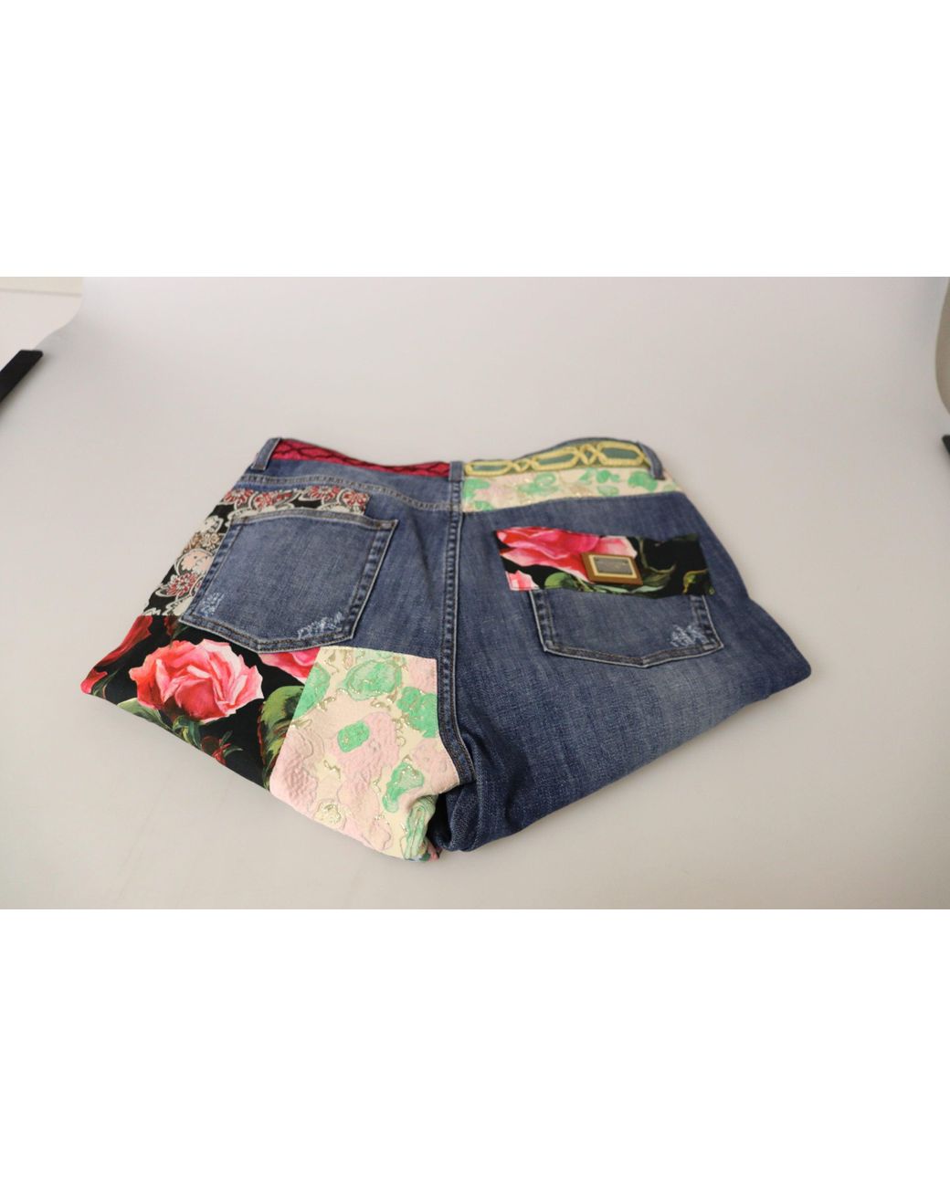 Dolce & Gabbana Blue High Waist Patchwork Skinny Denim