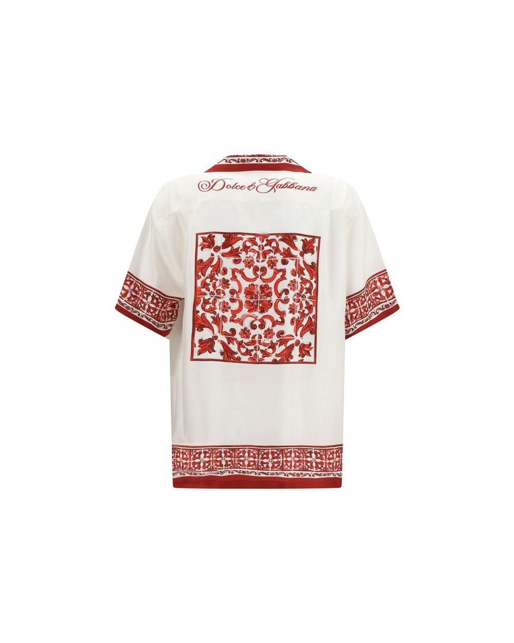 Dolce & Gabbana Red White Silk Pattern Shirt for men