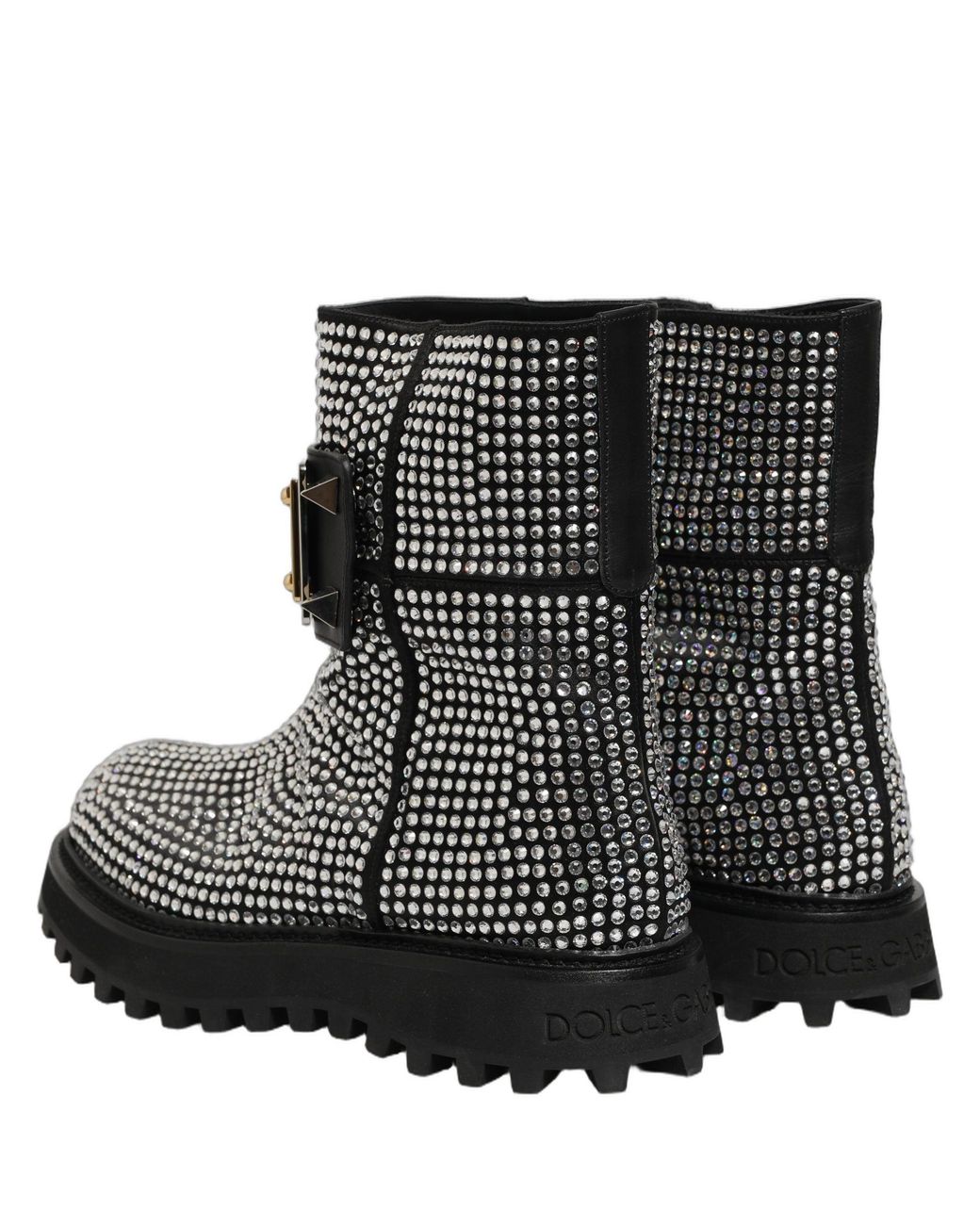 Dolce & Gabbana Black Crystal Embellished Short Boots Shoes for men