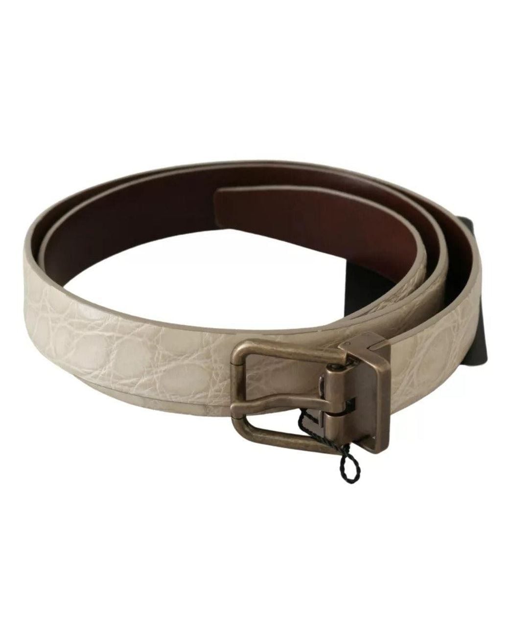 Dolce & Gabbana Natural Cream Buckle Waist Leather Belt for men