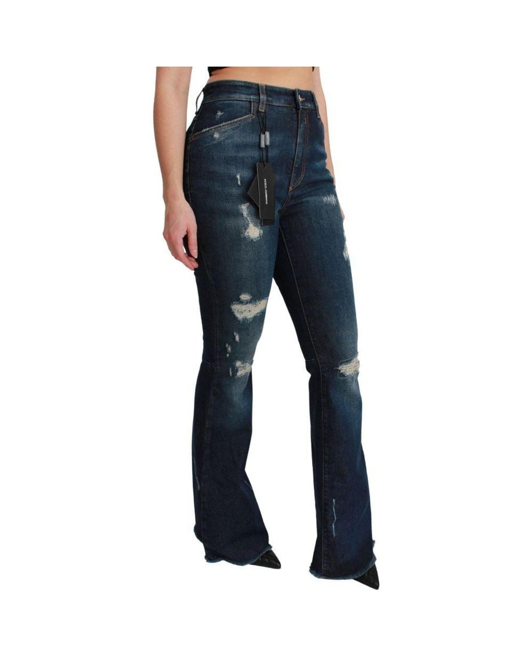 Dolce & Gabbana Blue Cotton Flared Jeans