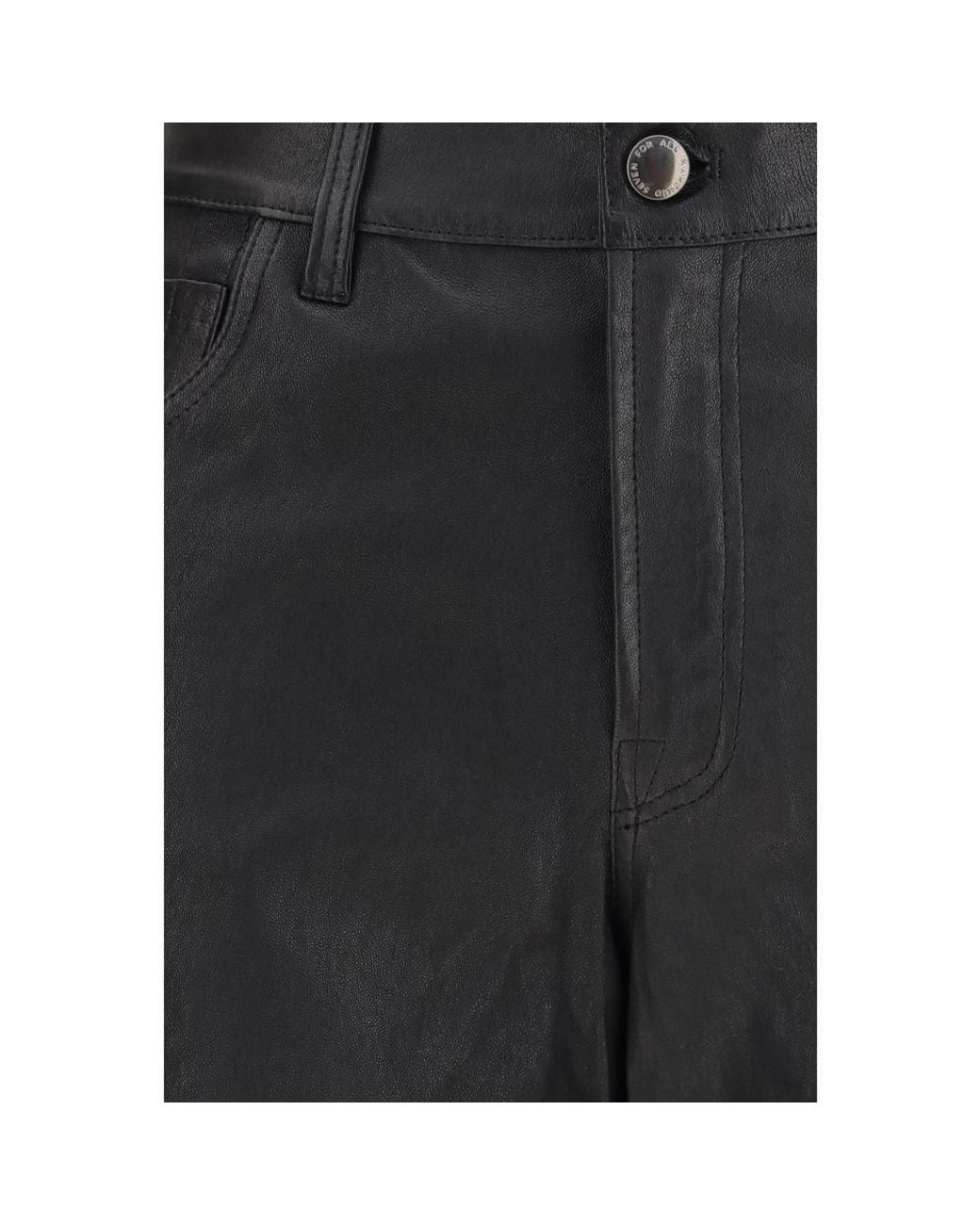 7FOR Black Leather Pants for men