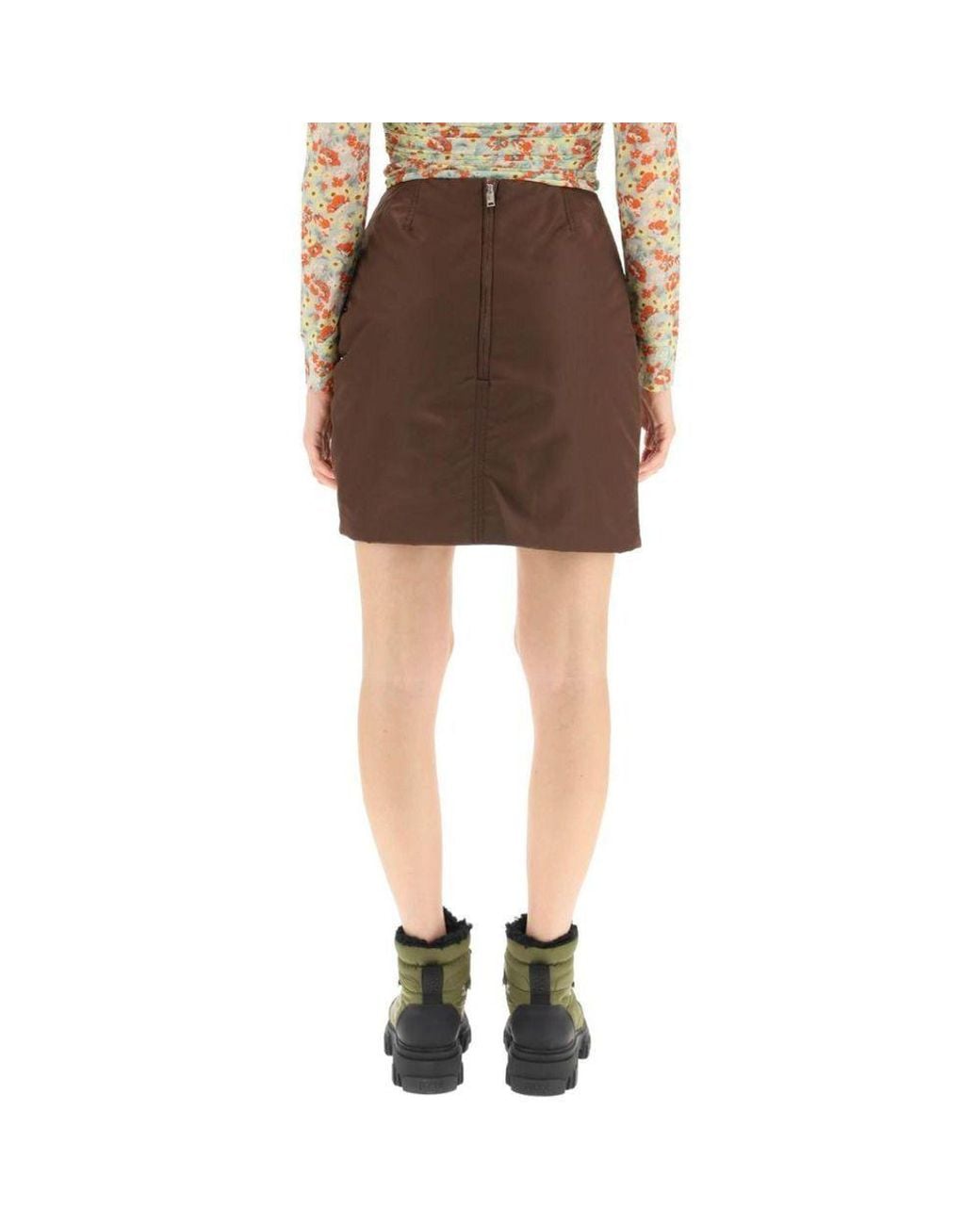 Ganni Brown Acetate Mini Skirt