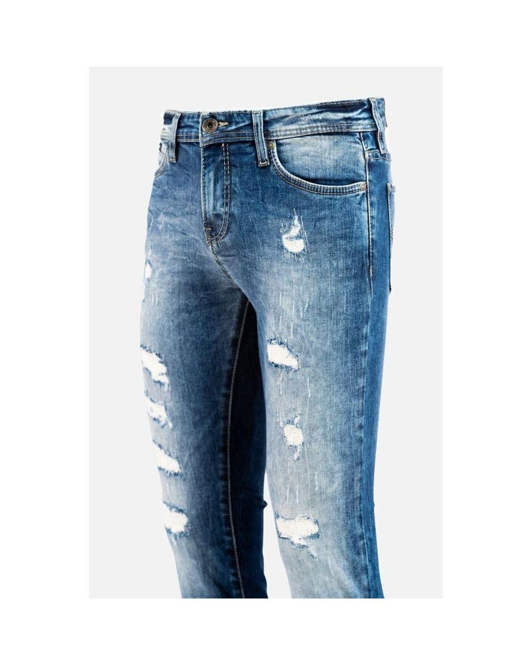 Gas Blue Cotton Relaxed Fit Jeans for men