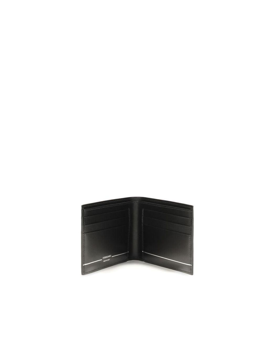 Ferragamo Black Calf Leather Bos Taurus Wallet for men