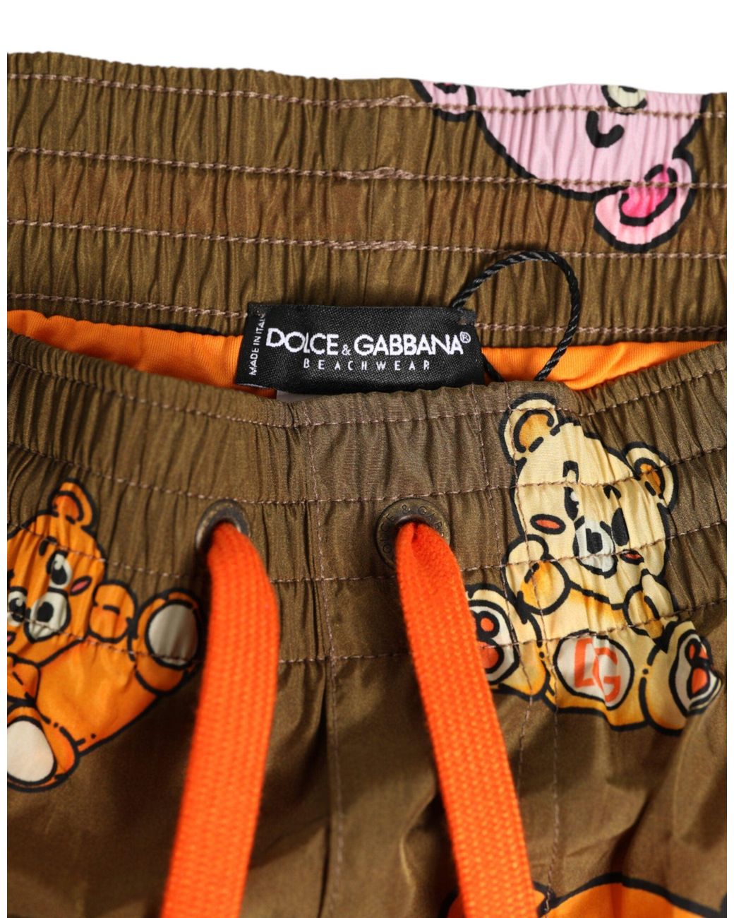Dolce & Gabbana Brown Teddy Bear Shorts Swimwear Polyester for men