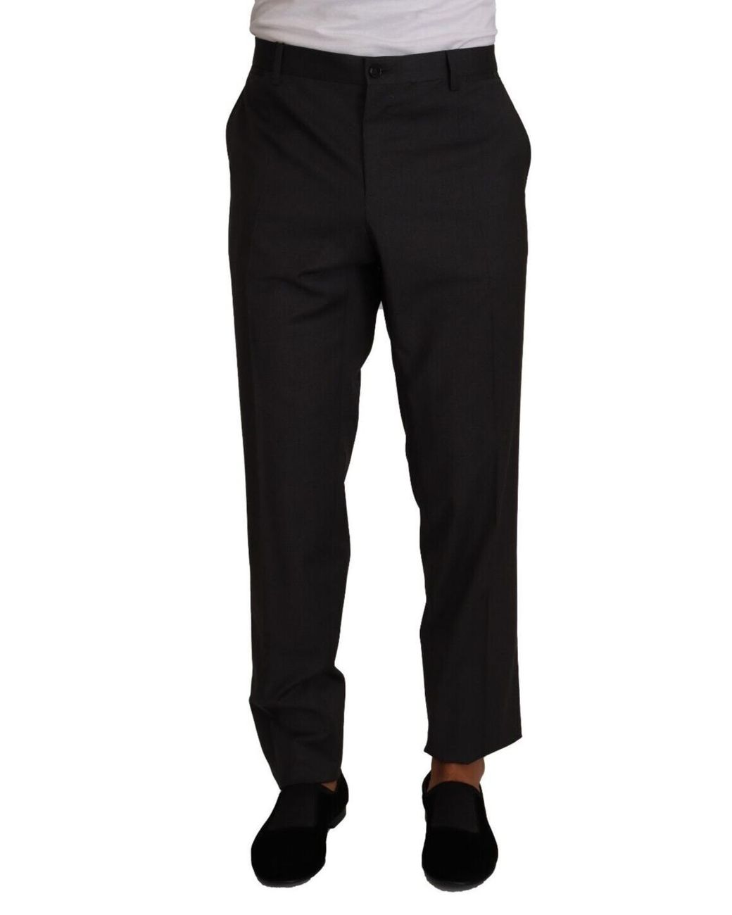 Dolce & Gabbana Black Elegant Wool Dress Trousers for men