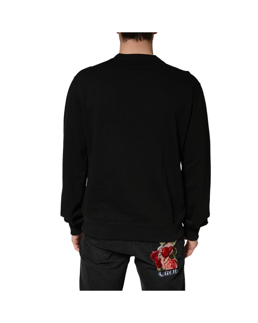 Dolce & Gabbana Black Sweater Cotton Crewneck Sweatshirt Clothing for men