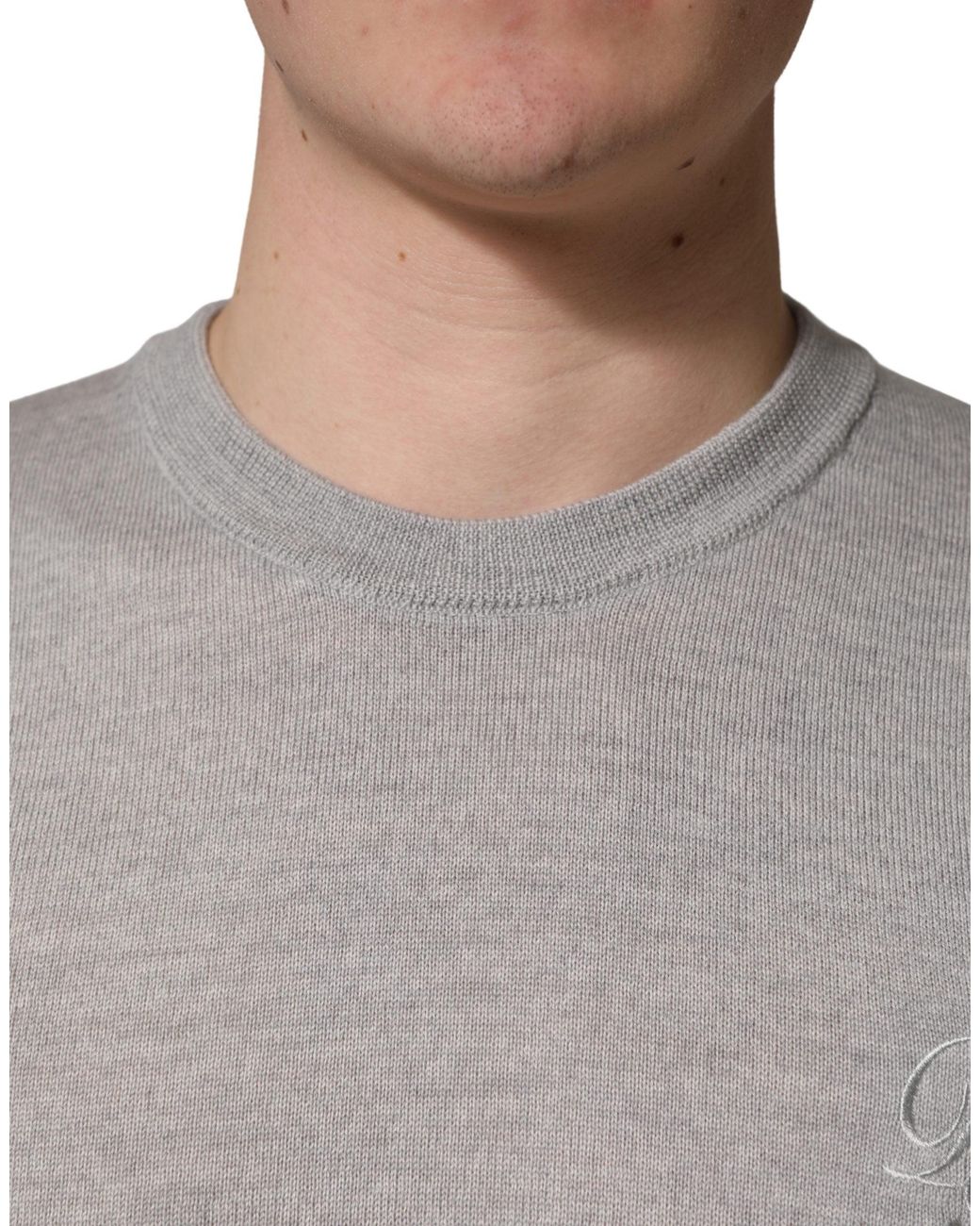 Dolce & Gabbana Gray Long Sleeves Crew Neck Pullover Sweater for men