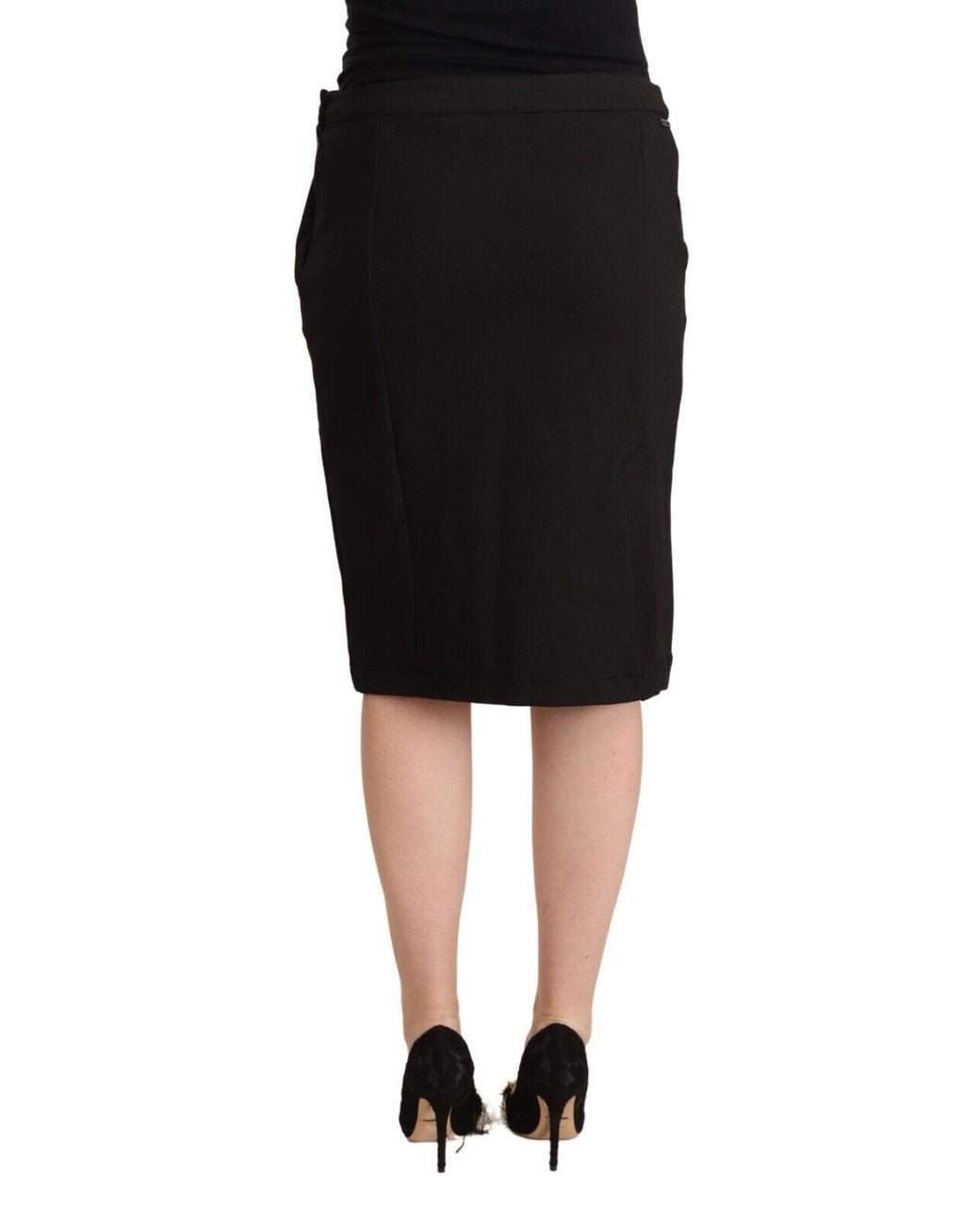 Gianfranco Ferré Black Gf Ferre Straight Pencil Cut Knee Length Skirt