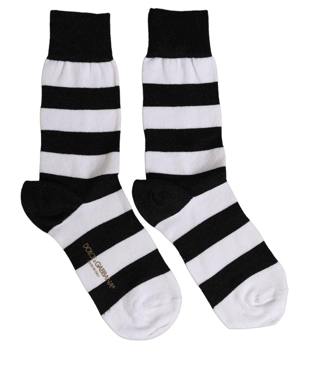 Dolce & Gabbana Black White Stripes Mid Calf Accessory Socks