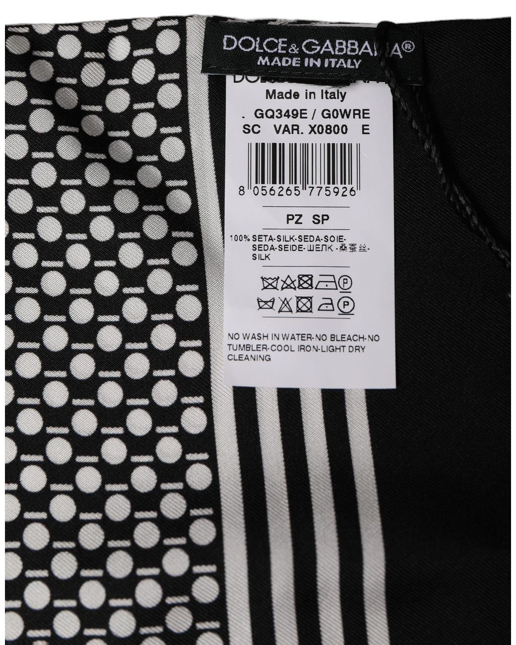 Dolce & Gabbana Black White Geometric Silk Neck Shawl Scarf for men