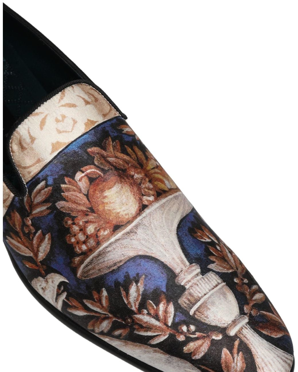 Dolce & Gabbana Brown Multicolor Fruit Print Velvet Loafers Shoes for men