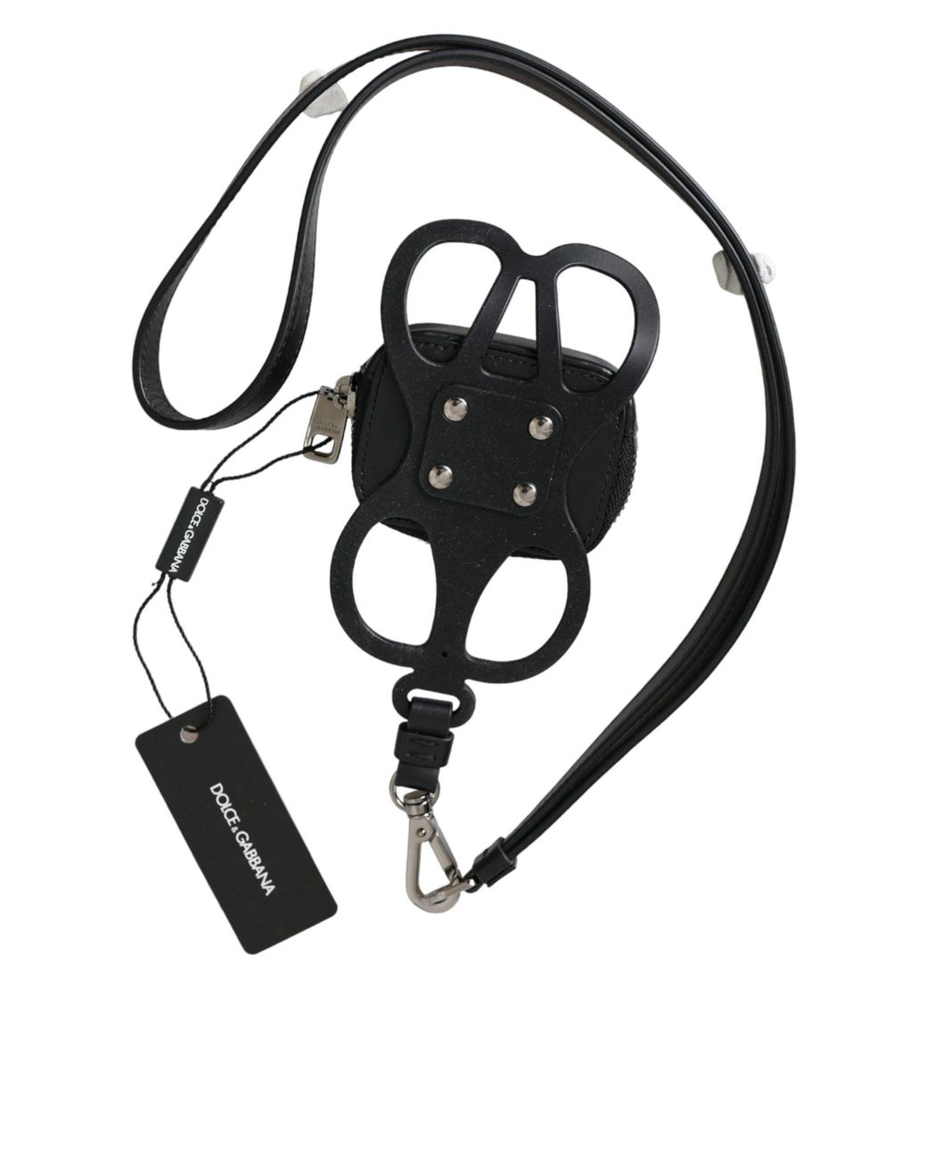 Dolce & Gabbana White Calfskin Leather Dg Logo Coin Purse Lanyard Wallet for men