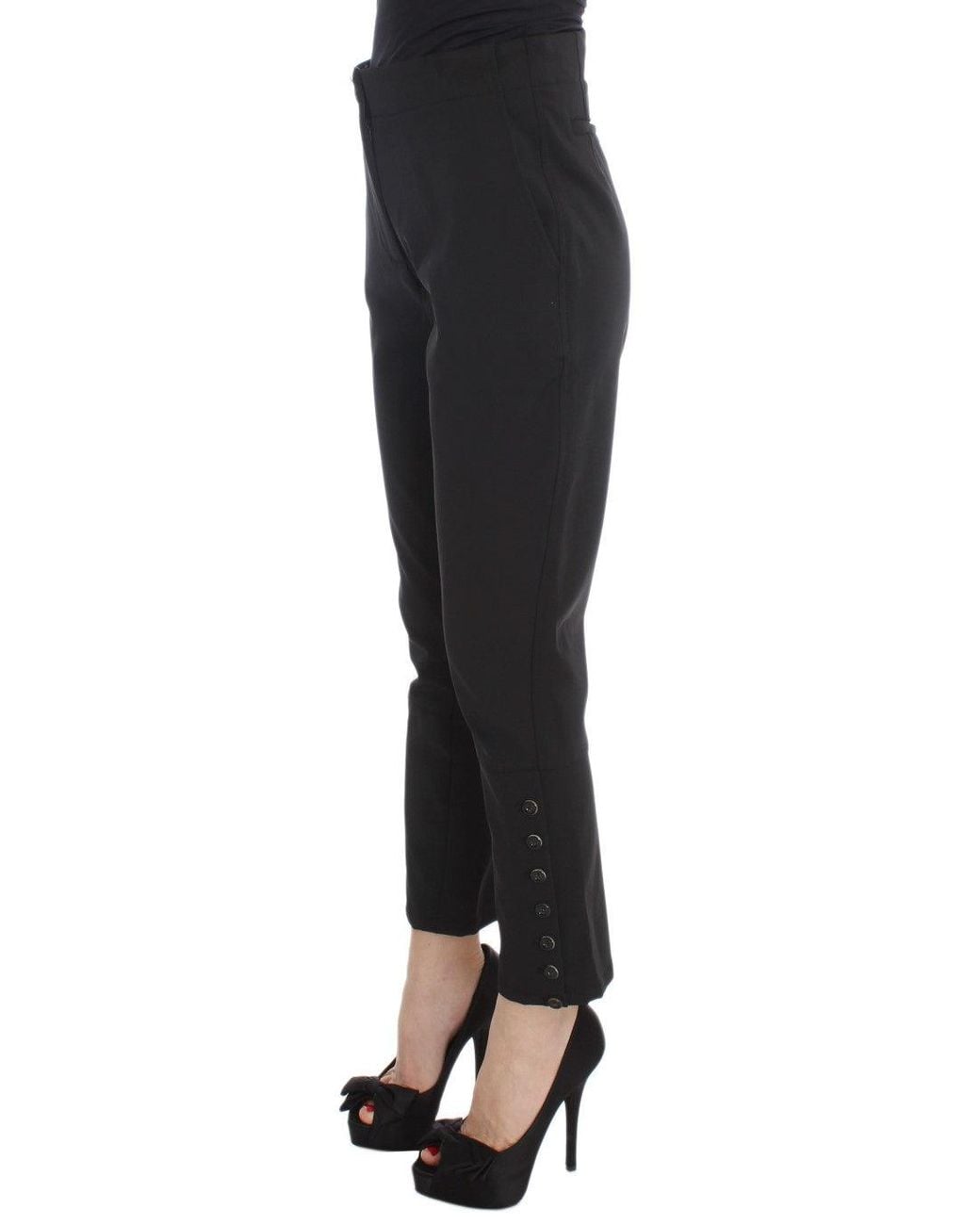 Ermanno Scervino Black Trousers Button Detail