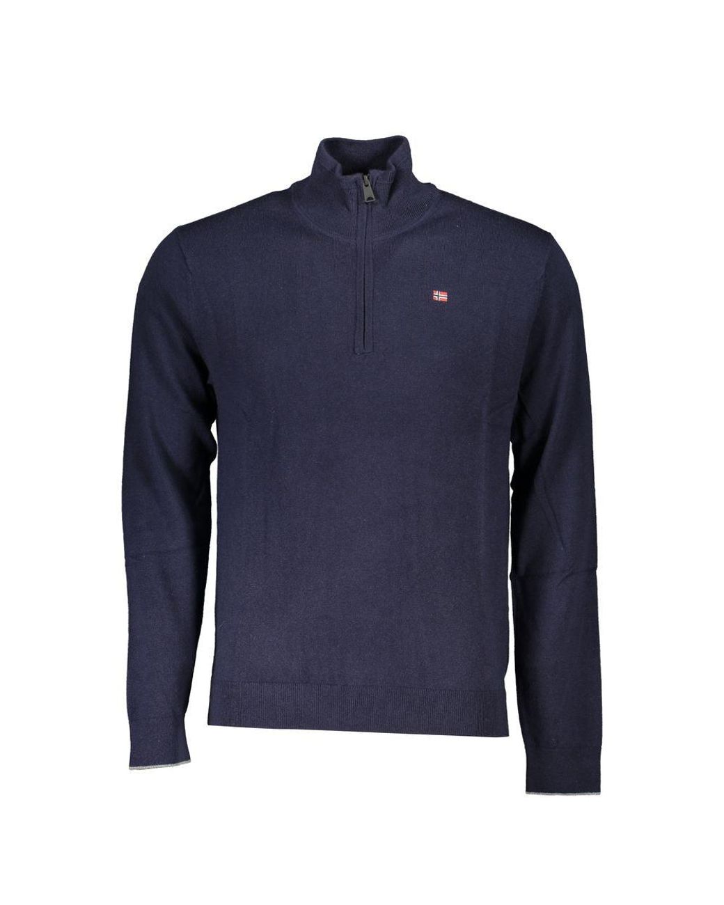 Napapijri Blue Elegant Half-Zip Embroidered Sweater for men