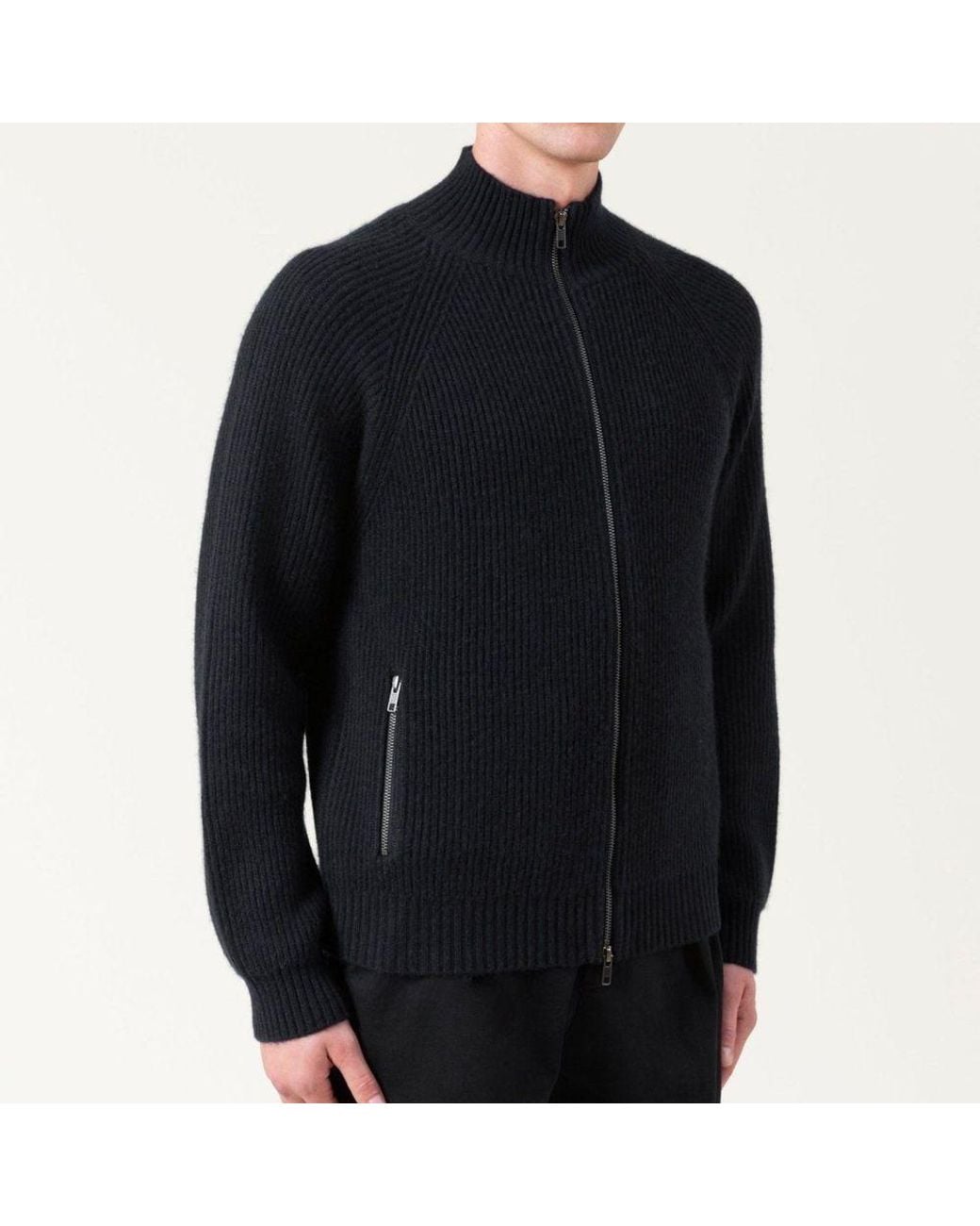 AUTORE Black Wool Cardigan for men